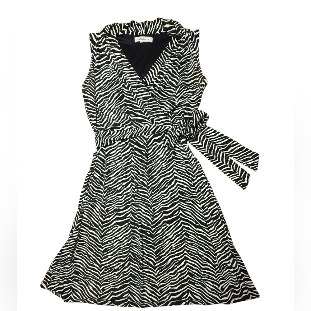 Liz Claiborne Black and White Zebra Midi Dress Size Medium